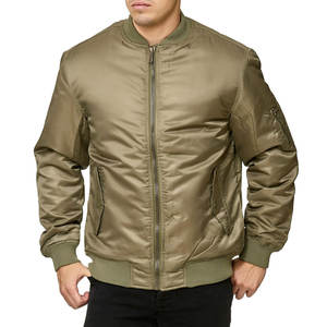 Chaqueta de Bombardero a prueba de viento para hombre con logotipo personalizado Color sólido estilo de calle nuevo diseño de moda con cuello levantado - Product Image 2