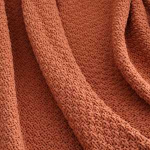 Chenille Knit Eco-Friendly Breathable Brushed Super Soft Oversized <b>Throw</b> Blanket <b>Terracotta</b> Clay Decorative Bedding - Product Image 2