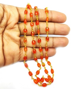 Chaîne de chapelet en cornaline Hydro perlée, chaîne de placage à l'or de 5x6mm, chaîne de chapelet en vrac en gros fabrication de bijoux artisanat de perles en vrac - Product Image 4