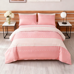 Set Copripiumino a Righe con Cerniera 100% Poliestere, Morbido e Traspirante per un Sonno Confortevole e Uso Domestico - Product Image 3