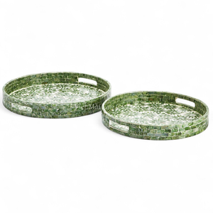 Plateau en nacre fait à la main, plateau de service décoratif, incrustation de coquillages naturels, écologique, pour la maison et la cuisine - Product Image 2