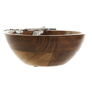 ชามไม้อลูมิเนียมสำเร็จรูปทำจากไม้อะคาเซียชามสลัดสีทองสดใสสำหรับซัพพลายเออร์ขายส่ง - Product Image 6