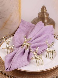 Anneau de serviette en métal brillant en forme de renne, idéal pour ajouter de l'éclat festif à des présentations de table de Noël élégantes - Product Image 5