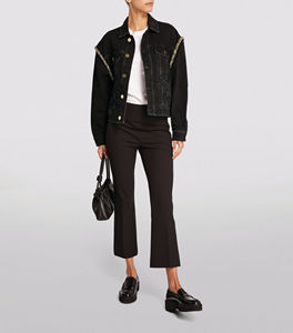 2025 Women's Black Denim Jacket <b>Button</b> Closure Outer Pocket Crystal Decoration Fashion Trend Simple Unique For Women - Product Image 5