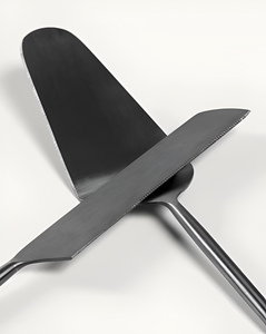 Elegante negro de acero inoxidable Pastel de Bodas cuchillo y servidor Set restaurante Hotel en precio asequible - Product Image 2