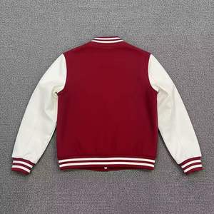 Chaquetas Varsity de Punto con Ribete de Piel de Oveja para Invierno, Chaqueta de Béisbol 100% Poliéster para Hombre, Estilo Universitario con un Solo Botón - Product Image 2