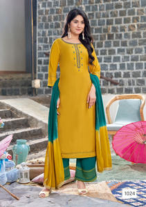 Rayón pesado aprobado por Liva con trabajo hecho a mano y trabajo de bordado Kurti con trabajo de bordado Palzzo con gasa Naznine Dupatta - Product Image 5