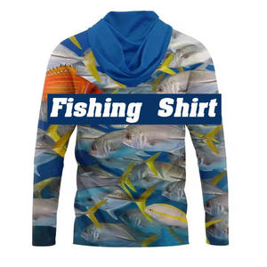 Venta al por mayor logotipo personalizado impreso pesca camisas de manga larga Upf50 con capucha desgaste sublimación conjuntos - Product Image 5