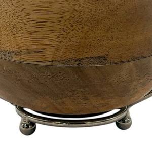 Brûleur d'encens en bois avec insert en métal, brûleur de bougie décoratif avec poignées en acier inoxydable, décoration pour la maison et la table pour le Golfe - Product Image 5