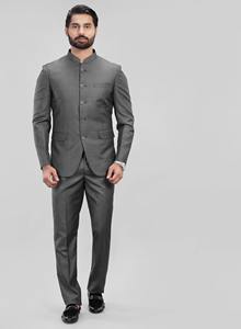 La Scoot, traje básico Formal de 2 piezas con cuello levantado para hombre, poliéster sólido, viscosa, longitud larga, ajuste Regular, transpirable - Product Image 3