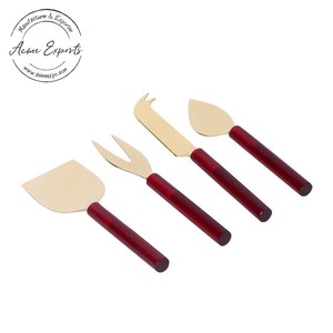 Juego de cuchillos rebanadores de queso de acero inoxidable 2 uds hechos a mano al por mayor con mango de ramita de latón utilizado para servir restaurantes de hotel - Product Image 6