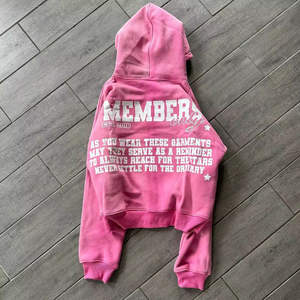 Sudaderas con capucha para hombre desgastadas con apliques personalizados Lavado ácido French Terry 100 por ciento algodón Sudadera con cremallera de gran tamaño 500gsm Tela pesada - Product Image 2