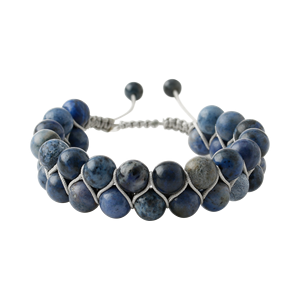 <b>Sodalite</b> 8mm Double Row Macrame Natural Stone <b>Bracelet</b> - Product Image 1