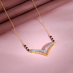 Luxury Fine Gold Plated Diamond Mangalsutra <b>Jewellery</b> <b>Set</b> with Freshwater <b>Pearls</b> for Brides Festivals and Special Celebrations - Product Image 4