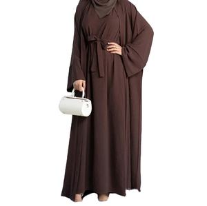 Robe islamique pour femmes abaya ouverte sur le devant saoudien abaya personnalisée pour femmes robe musulmane de dinde abaya caftan vierge respirante - Product Image 4