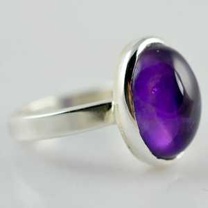 Navya Craft Handmade 925 Sterling Silver Boho <b>Statement</b> <b>Ring</b> Amethyst Oval Inlay Size 4-13 for Christmas Anniversary Women's - Product Image 2