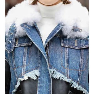Veste en jean à coupe ample de style vintage pour femmes à manches longues avec poches à rabat et décoration à boutons Look lavé rempli de coton - Product Image 5