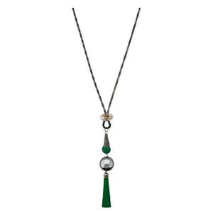 Urthn, collar llamativo con borlas chapadas en oro de 2 tonos, cadenas religiosas de madera y aleación de moda para fiesta 1112502C - Product Image 1
