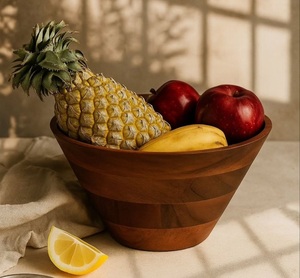 Bol de service en bois de qualité alimentaire, forme ronde, avec mélangeur à salade, décoration d'intérieur, bol de service pour collations, usage domestique, au meilleur prix - Product Image 6