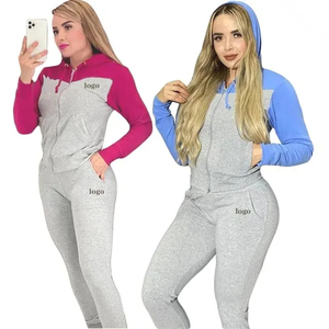 Wholesale Price Customized Color Women <b>Tracksuits</b> Best Selling with Blank Front Panel Hooded Running <b>Plain</b> <b>Tracksuit</b> for Sale - Product Image 4