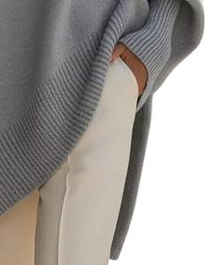 Customized <b>Women</b> Grey Oversized Knit Poncho Sweater Winter Loose Fit Batwing Sleeve Soft <b>Warm</b> Pullover Casual Fashion Top - Product Image 6