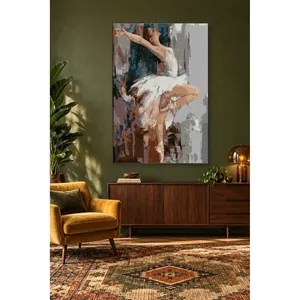 Impression sur toile de la danseuse texturée avec couteau à palette Fida - Product Image 2