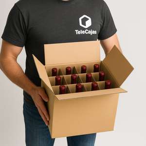 Cajas Reciclables para 12 Botellas de Vino, Dimensiones Internas 32x25x32 cm, con Divisores de Malla - Product Image 3