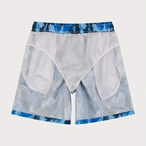 Pantalones Cortos Casuales de Algodón para Hombre, Cintura Media, Antiarrugas, con Cordón de Malla, Ecológicos, para Verano, Playa, Gimnasio, con Logo, Estampado Sólido, Vietnam - Product Image 3