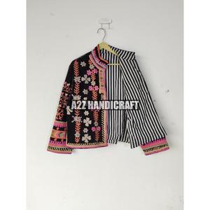 Veste en velours d'été faite à la main pour l'hiver, broderie Suzani, manteau thermique pour femme, style robe, veste en velours et coton - Product Image 5