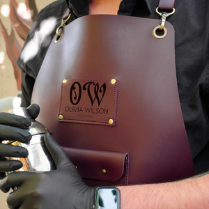 Tablier en cuir véritable personnalisé avec logo personnalisé Cadeau d'affaires d'artiste tatoueur avec poches Nom personnalisable pour elle - Product Image 4
