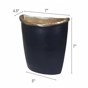 Venta al por mayor de lujo moderno Oro Negro polvo recubierto de aluminio florero personalizado de cerámica India tablero decorativo florero de metal - Product Image 2