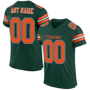Camiseta de fútbol personalizada verde y naranja para hombre, cuello en V, manga corta, malla transpirable, estampado sublimado, nombre del equipo, cualquier nombre 00 - Product Image 1