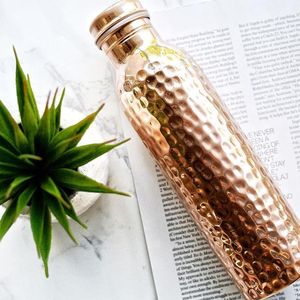 Ayurvedic copper bottle with elegant finished <b>tight</b> leakproof cap and handcrafted antique texture for daily hydration - Product Image 3