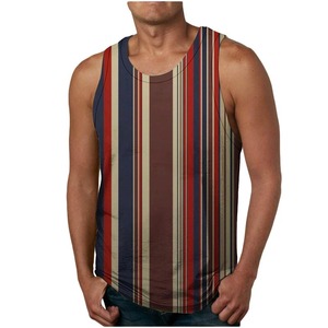 Camisetas sin mangas deportivas de verano para hombre, camisetas holgadas transpirables de secado rápido, camisetas deportivas de calle con estampado 3D gráfico de rayas personalizadas - Product Image 5