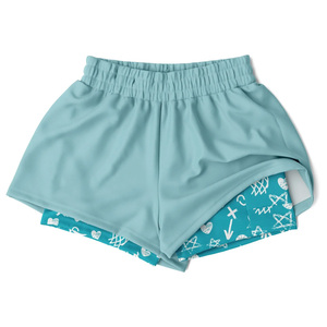 Pantalones cortos para correr de cintura alta sólidos personalizados para mujer 2 1 transpirable gimnasio entrenamiento verano ropa deportiva servicio OEM Etiqueta Privada - Product Image 1