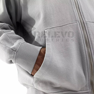 Nouveau style de manches, couleur personnalisée, logo personnalisé, sweat à capuche zippé en molleton épais, haute qualité, unisexe, 100% coton respirant - Product Image 6