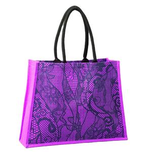 Sacs de plage biodégradables teints en jute écologique Style tendance Motif imprimé personnalisé Pas cher Coton Cordon Poignée Épaule Carry - Product Image 3