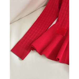 Women's Casual Winter Knitted Long Sleeve <b>Cardigan</b> with Ruffle Trim and Button Detail - Product Image 6