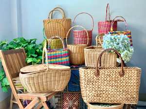 Oneup — panier de rangement pour fruits en bambou, avec couvercle et poignées, vente en gros - Product Image 6