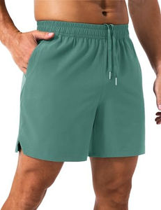 Short de sport en maille léger et décontracté pour homme, séchage rapide, anti-rides, taille moyenne, cordon de serrage, solide, peigné pour l'entraînement à la course à pied - Product Image 6