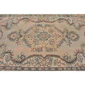 Tapis en laine vert Beige classique 5.9X9.3 pieds Vintage turc plat tissage Patchwork motif pour salon décor couloir utiliser Latex - Product Image 5