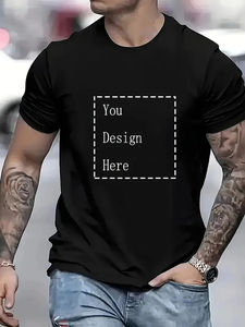 Vente en gros T-shirt col rond unisexe de haute qualité sérigraphie grande taille spandex/polyester tissu tricoté noir solide - Product Image 5