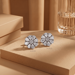 Pendientes de Diamantes Cultivados en Laboratorio con Diseño Floral en Forma de Pera, Oro Blanco, Joyería Fina de Lujo, Regalo para Mujer - Product Image 2
