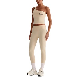 Women Casual Two Piece Set <b>One</b> Shoulder Crop Tank <b>Top</b> and Loose Fit Pants Soft Stretch Summer Outfit Lounge Wear - Product Image 3