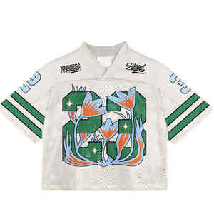 Camiseta de fútbol a la moda, ropa de calle personalizada, diseño de bordado, camiseta de fútbol americano retro con malla y logotipo - Product Image 6