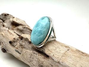Anillo clásico de joyería para mujer, joyería de estilo bohemio de Plata de Ley 925, piedra preciosa Larimar, anillo hecho a mano, regalo para esposa - Product Image 5