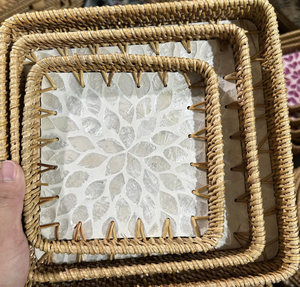 Bandeja de ratán auténtica cesta rústica tejida a mano para servir café decoración de comedor multiusos de Vietnam - Product Image 6