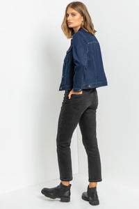 Prix d'usine durable Veste denim en coton indigo personnalisée à manches longues conçue pour les femmes pour un confort en toutes saisons - Product Image 6