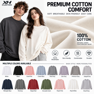 100% Cotton Long Sleeve <strong>T</strong> <strong>Shirt</strong> Unisex Oversized Plain Tee Custom Logo Streetwear <strong>T</strong> <strong>Shirts</strong> Wholesale Manufacturer - Product Image 2