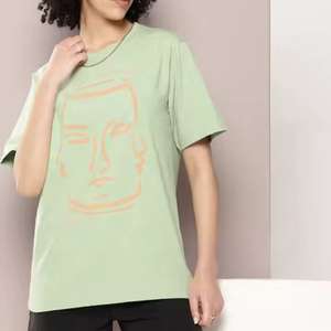 Camiseta de algodón con estampado de gran tamaño para mujer, camiseta informal de manga corta a la moda de verano, ropa de calle, estilo técnico liso - Product Image 3